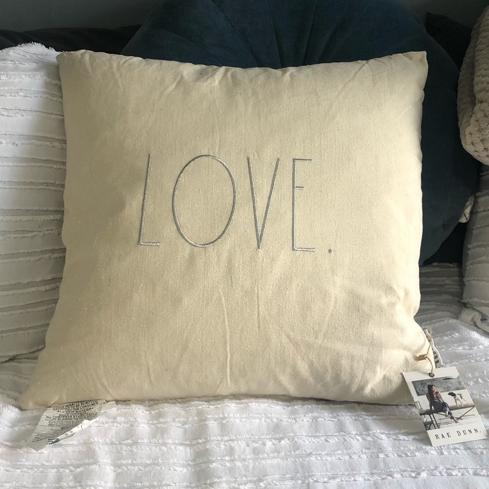 Rae Dunn “LOVE” feather accent pillow